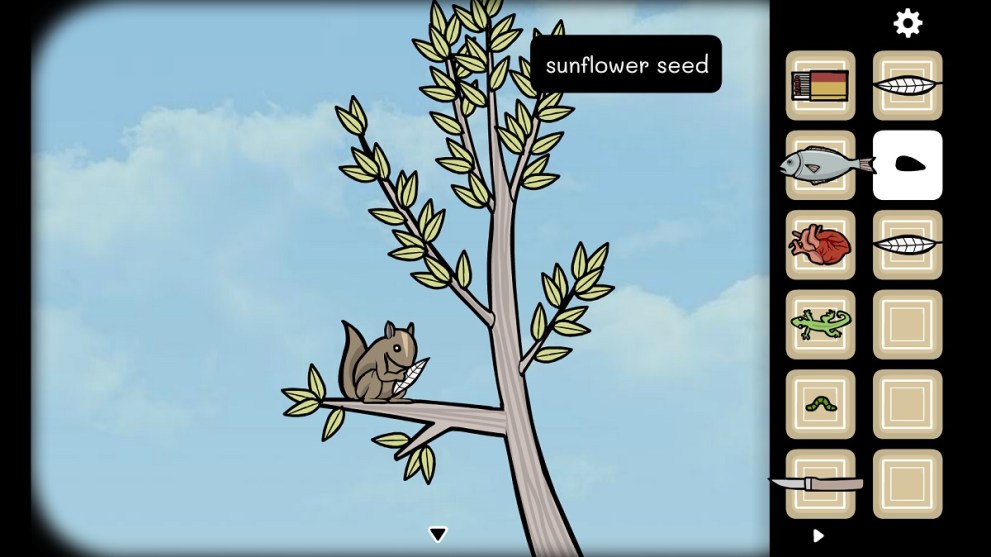 trading a sunflower seed to a squirrel for a feather in samsara room