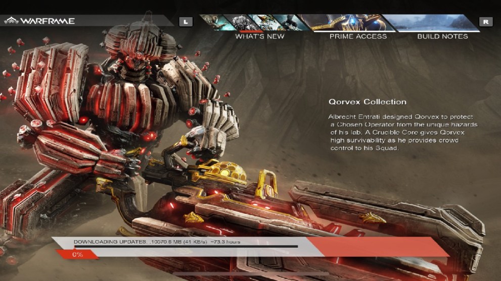 The install screen in Warframe Mobile.