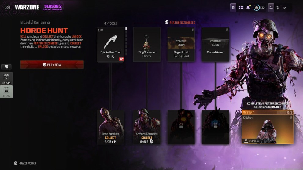 Zombies rewards in Warzone