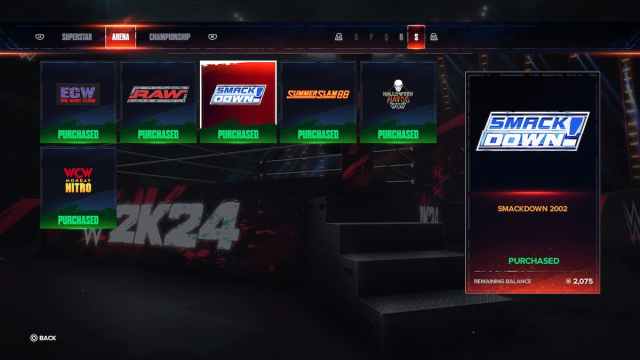 Showcase, Arenas & Championships in WWE 2K24