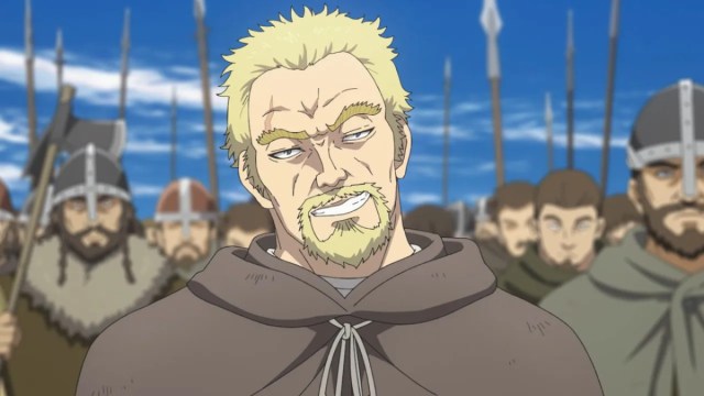 Askeladd Smiling With Men Behind Him in Vinland Saga (Best Anime Villains)