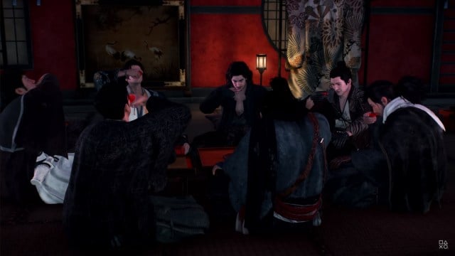 Characters From Anti-Shogunate Faction Sharing Sake Cups Together in Rise of the Ronin