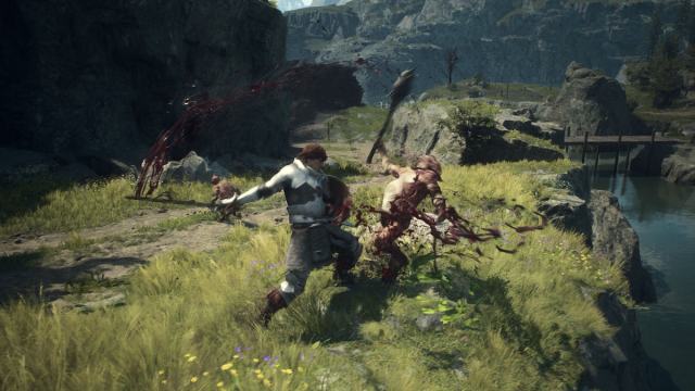 A fighter attacking a goblin in Dragon's Dogma 2