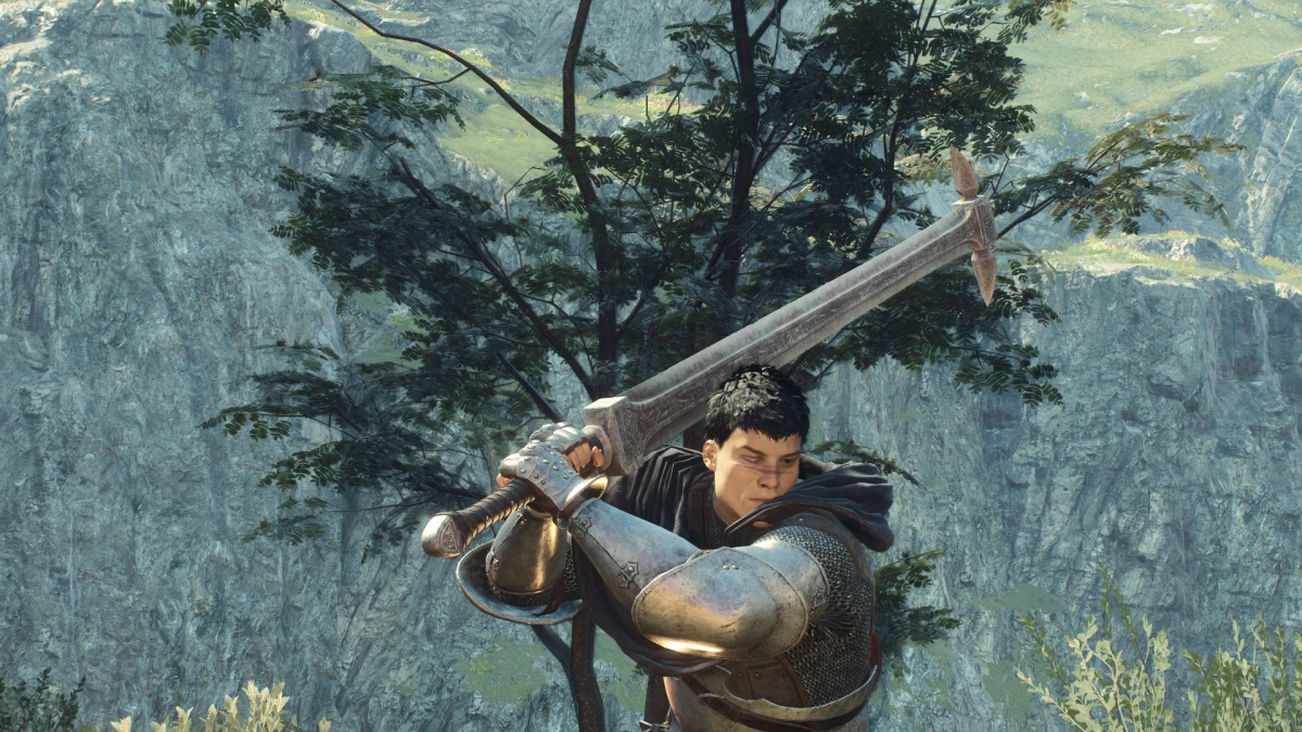 Dragon's Dogma 2 Character Praparing Two Handed Sword Swing Like Guts From Berserk