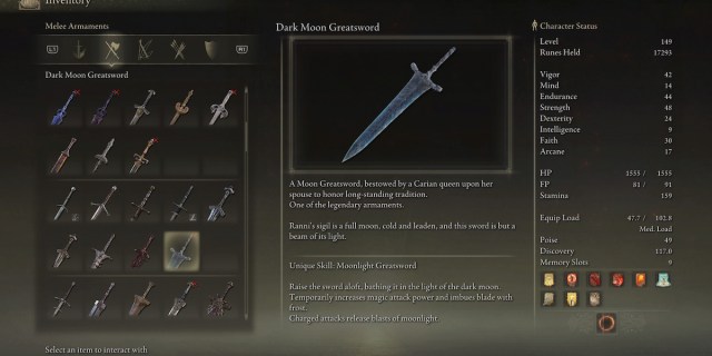 moonlight greatsword description