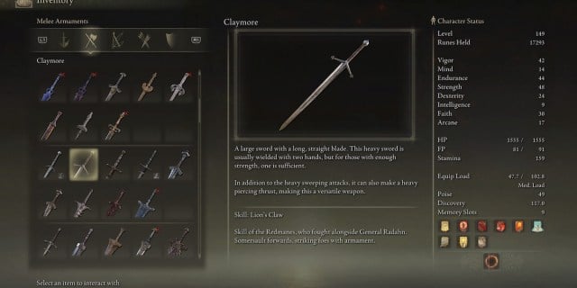 claymore weapon description