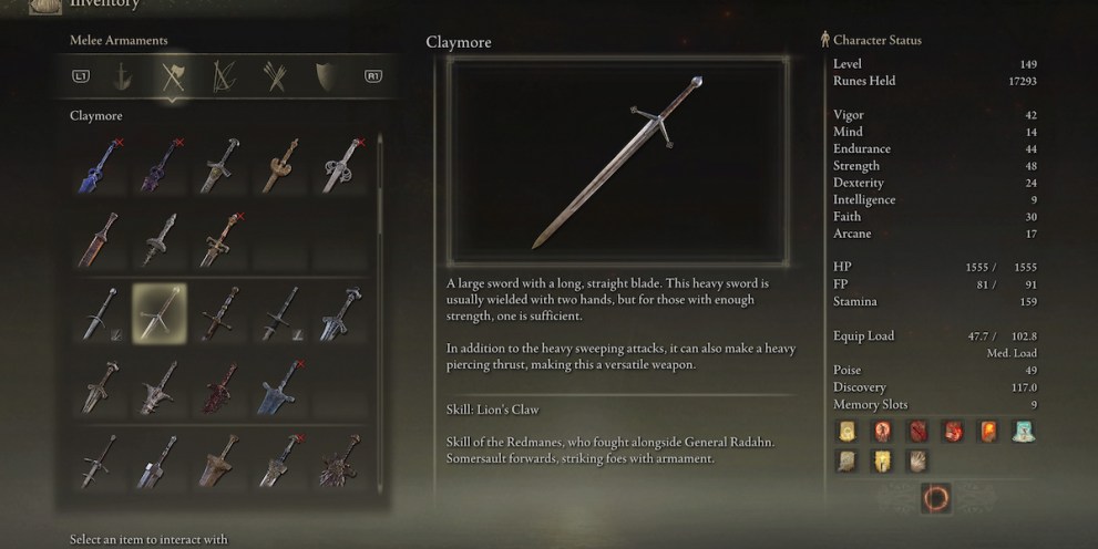 claymore weapon description
