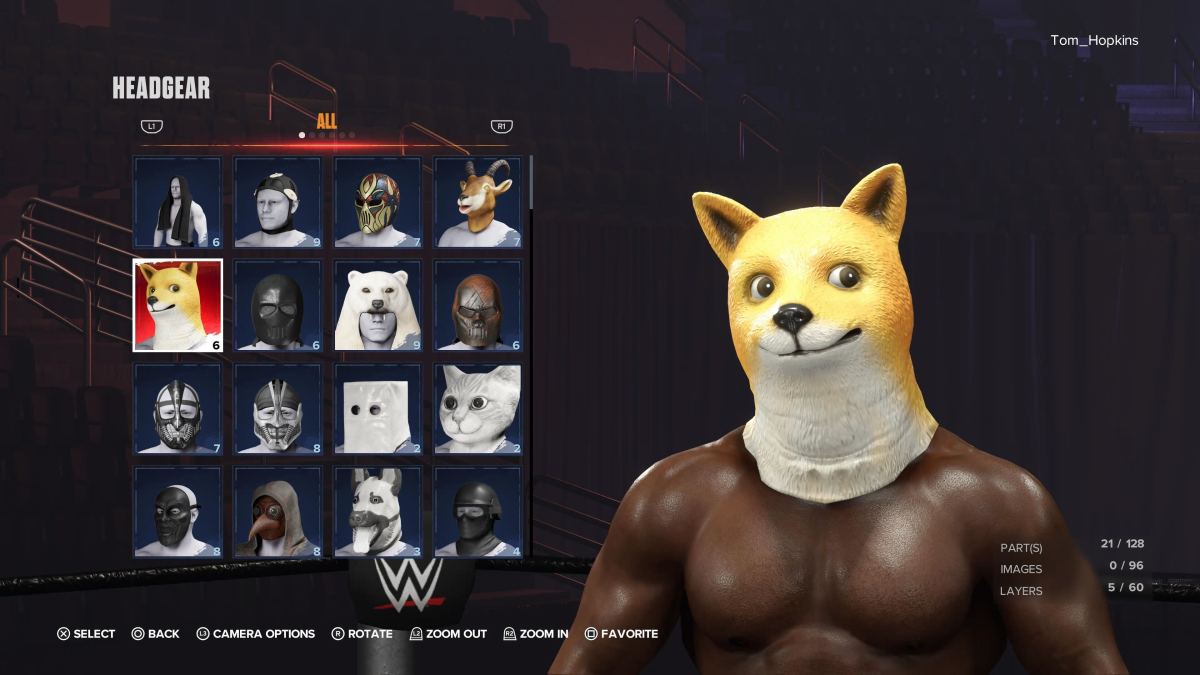 the screen where you equip attire items in WWE 2K24