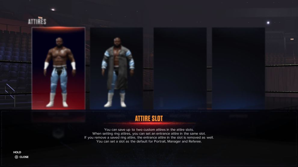 the two attire slot blocks in WWE 2K24