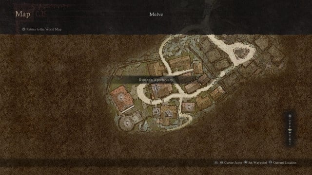 Melve Apothecary Location on Map in Dragon's Dogma 2