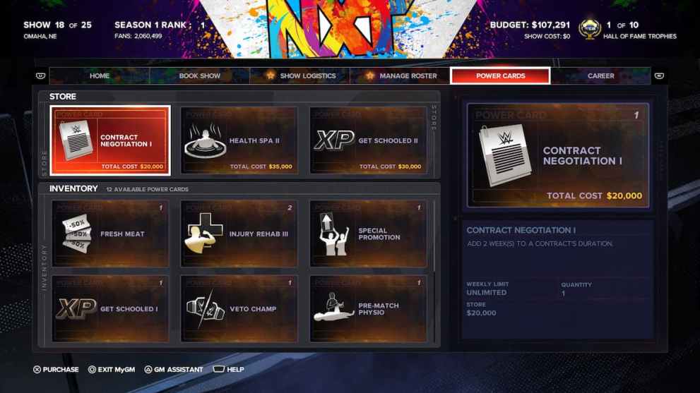 Early Power Cards WWE 2K24 MyGM Tips