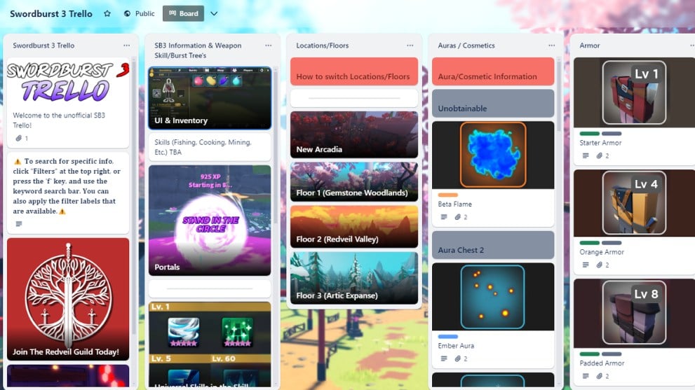 Swordburst 3 Trello Board