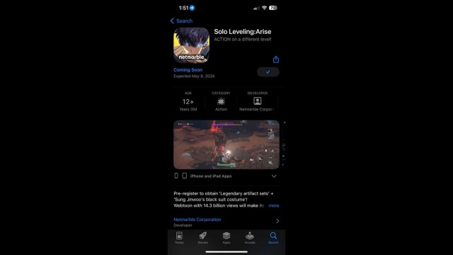 Solo Leveling: Arise Apple App Store Page