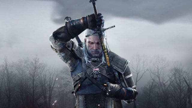 Geralt Unsheathing Sword in Witcher 3 Key Art
