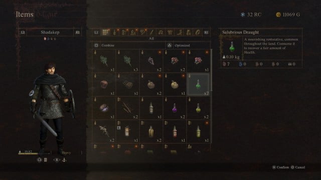 View of Salubrious Draught Healing Item in Dragon's Dogma 2