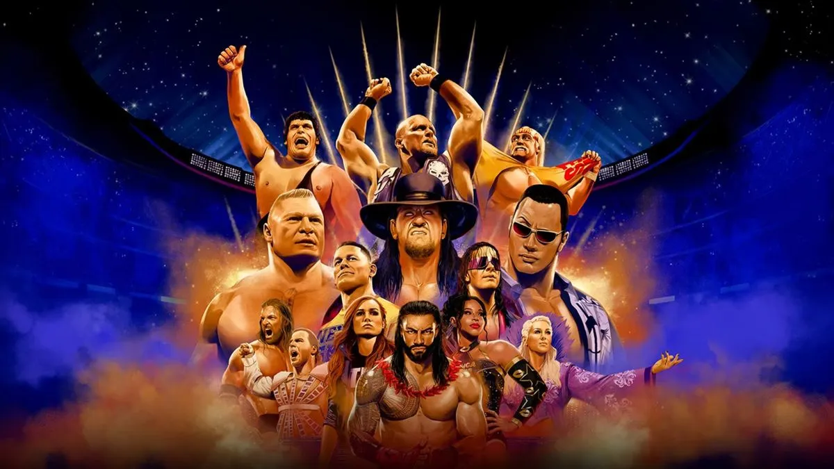 WWE 2K24 Key Art of WWE Superstars Past in Present