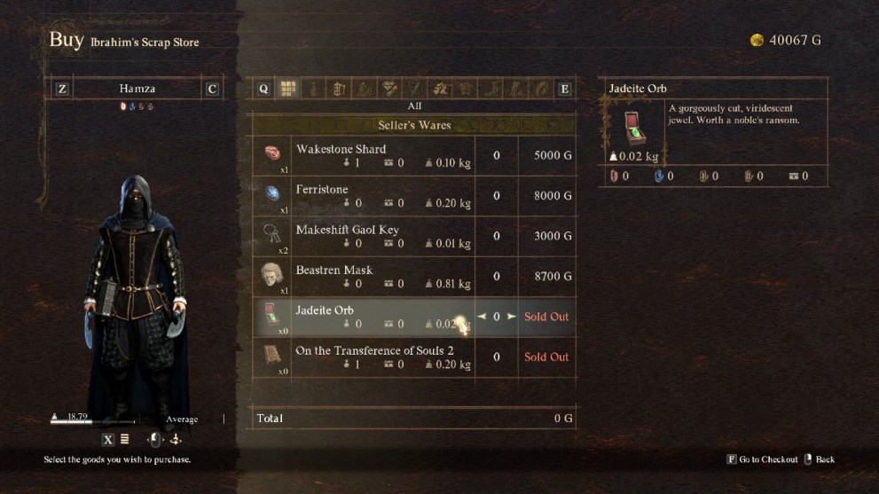The Jadeite Orb shop listing in Dragon's Dogma 2.