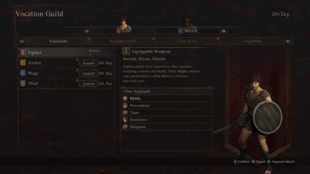 The Vocation menu in Dragon's Dogma 2.