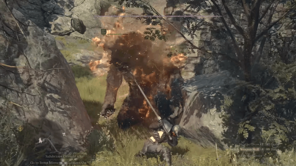 Dragon's Dogma 2 warrior fighting ogre for ogresbane