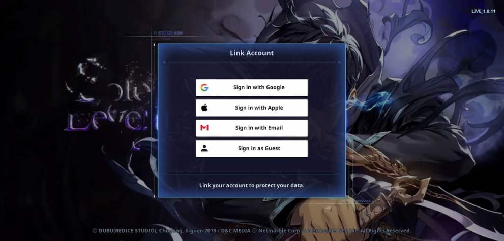 Guest login in Solo Leveling Arise
