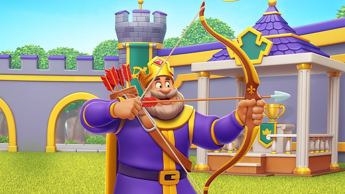 The king firing an arrow in Royal Match.