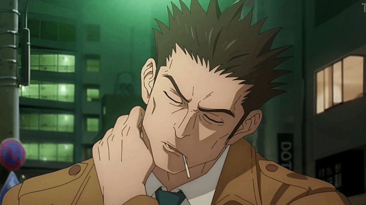 jujutsu kaisen kusakabe holding his neck with cigarette in mouth