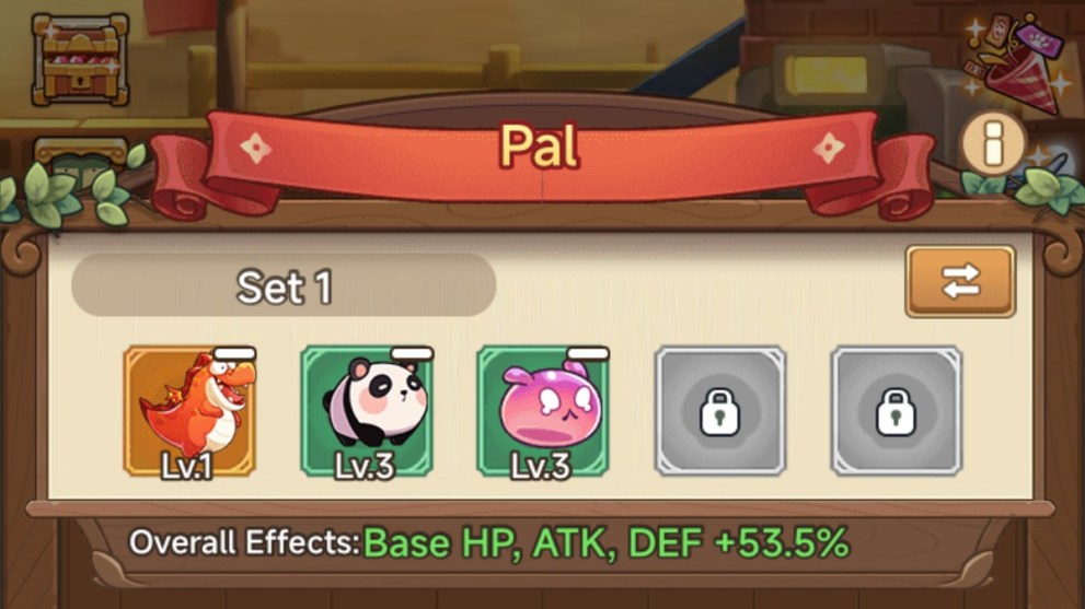A current roster of Pals in Legend of Mushroom.