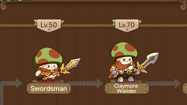 The Swordsman and Claymore Wielder classes in Legend of Mushroom.
