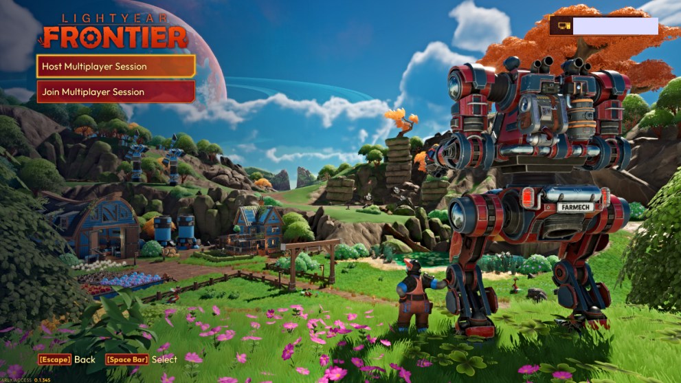 The main menu in Lightyear Frontier.