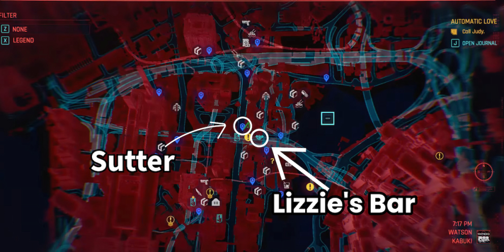 map location for lizzie's bar