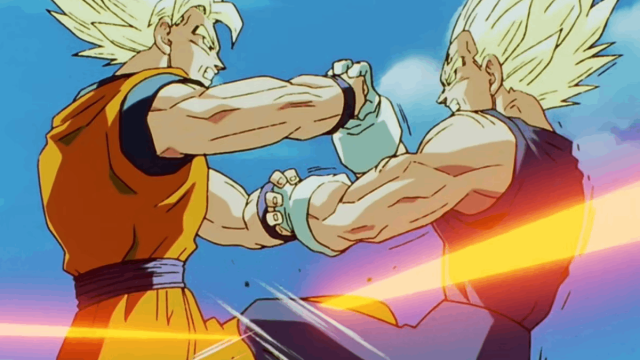 Goku vs Majin Vegeta super saiyan fight