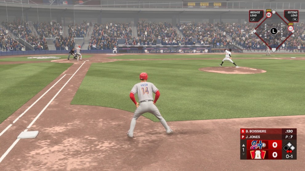 A fielder waiting for a pitch in MLB The Show 24.