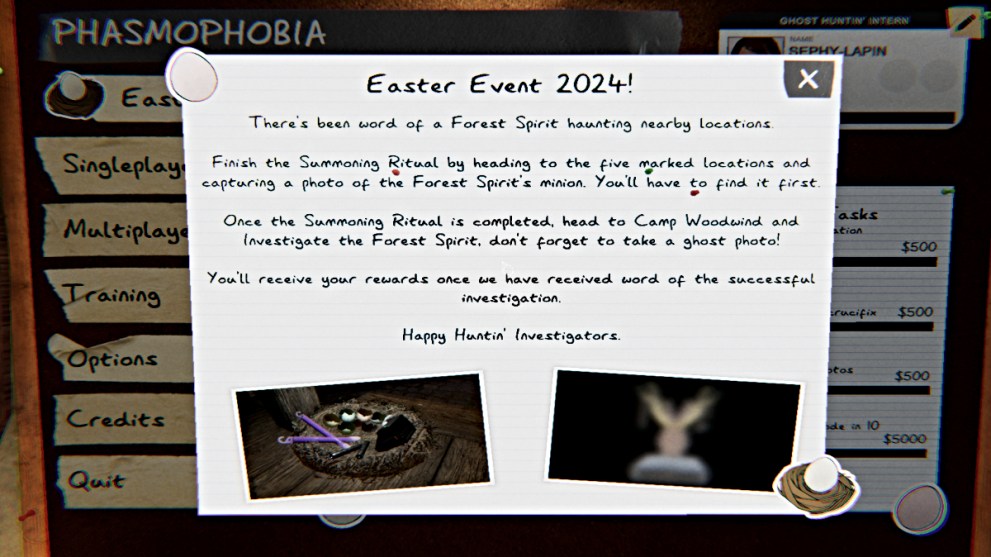 Phasmophobia how the easter event works