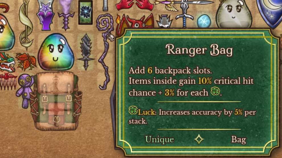 Best unique item Ranger Bag in Backpack Battles