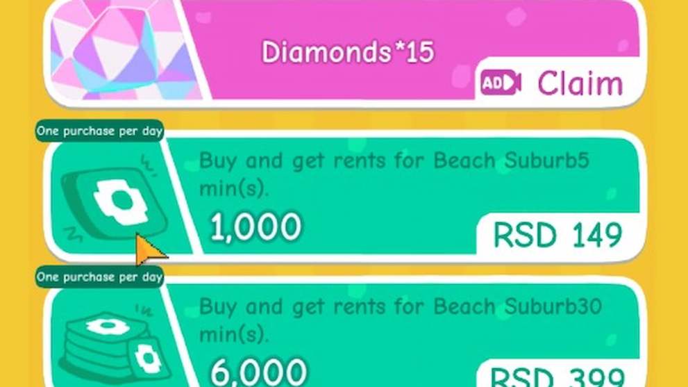 Watch ads for diamonds in Rent Please Landlord Sim