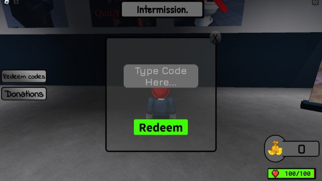 The code redemption screen in Ultra Toilet Fight.