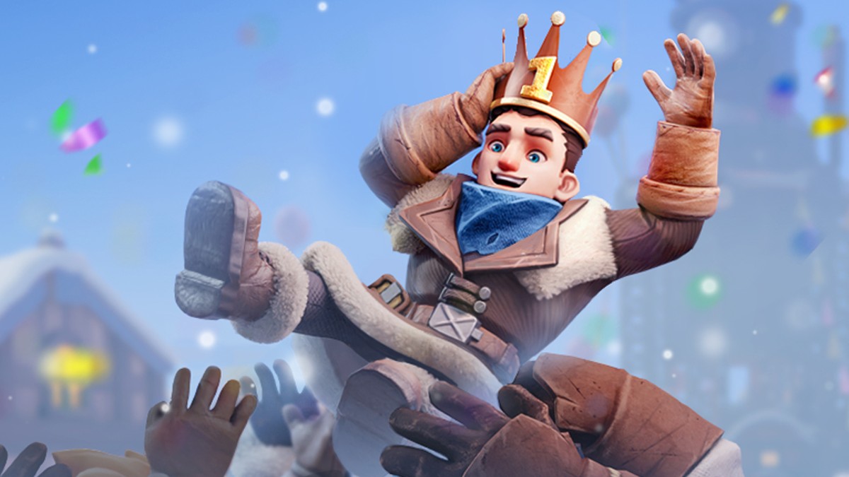 A happy villager wearing a crown in Whiteout Survival.