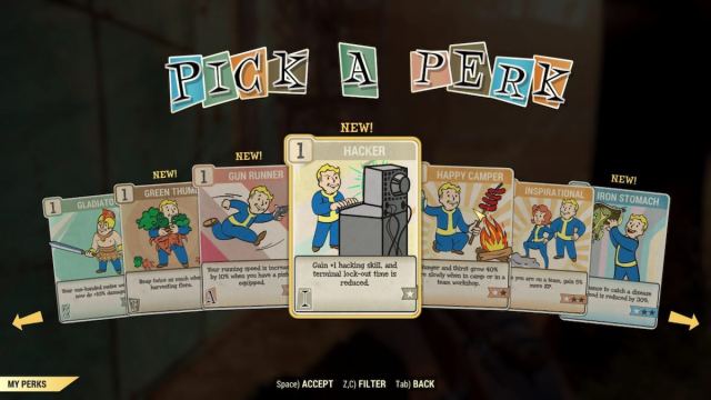 Perk cards in Fallout 76