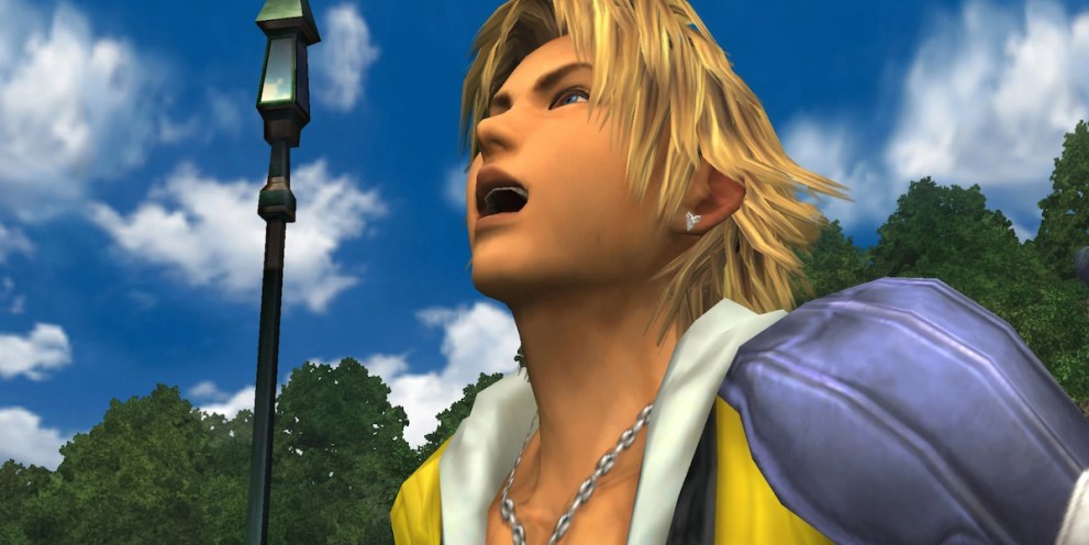 tidus forcing a laugh