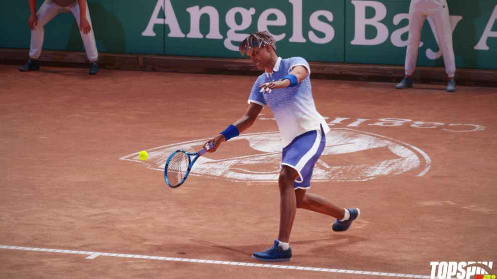 a player hitting a forehand shot in TopSpin 2K25