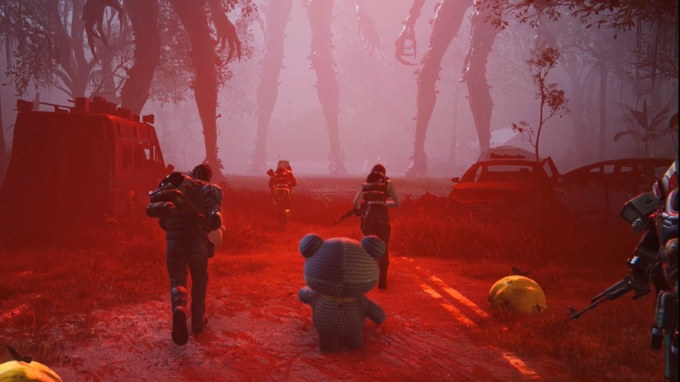 A squad walking through a forest in Once Human.