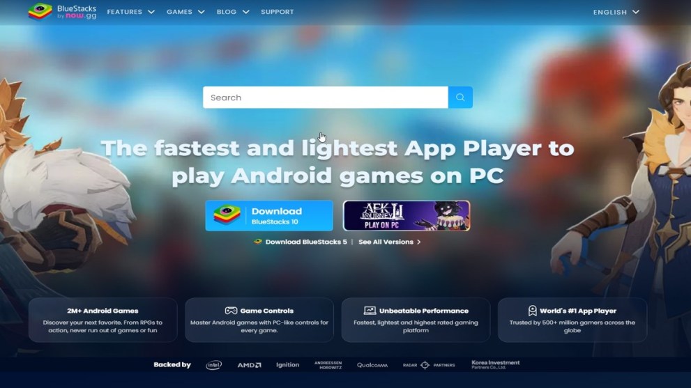 Blue Stacks landing page