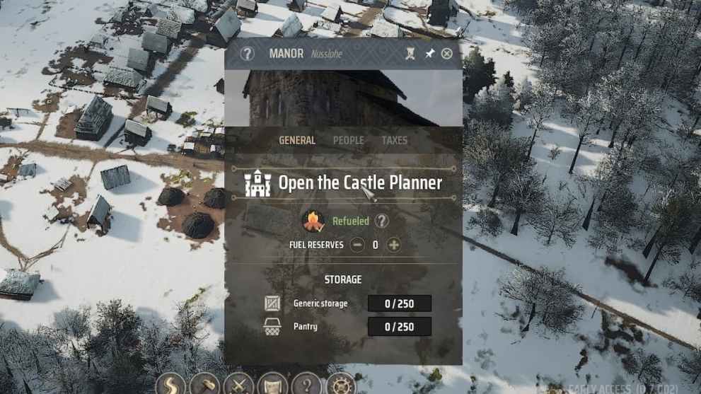 Castle planner menu in Manor Lords