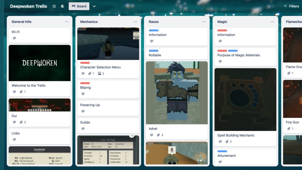 The Deepwoken Trello board.