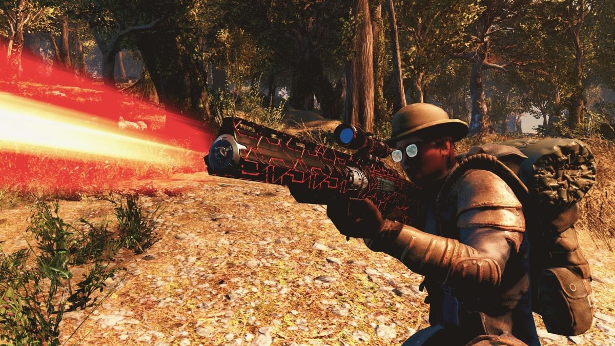 Does Fallout 4 High Resolution Texture Pack Work With the Next-Gen Update - guy with laser sighted rifle firing towards the camera