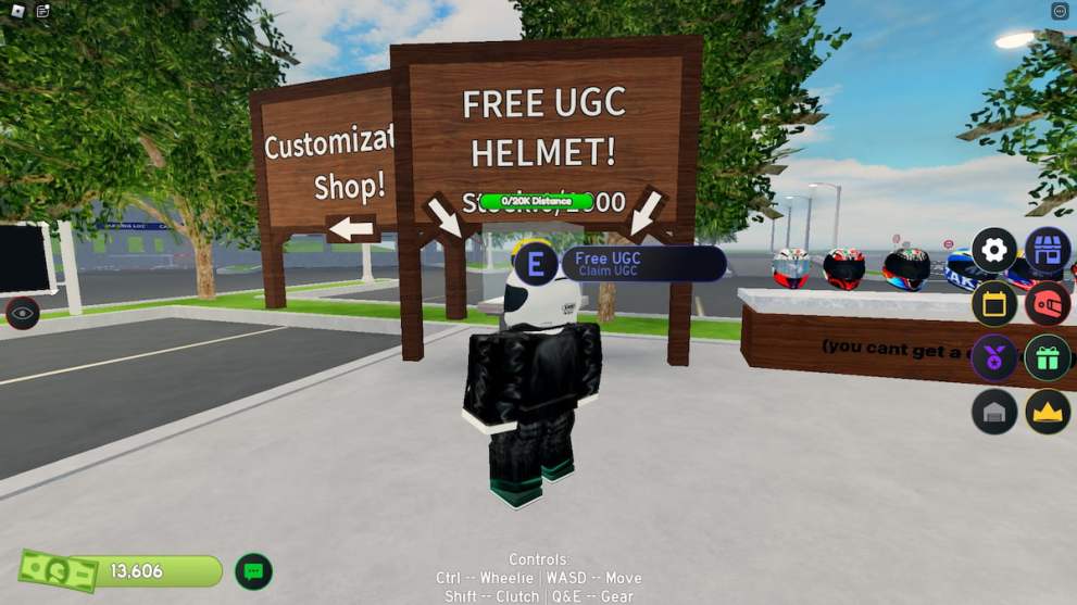 Free UGC helmet quest in MotoRush Roblox experience