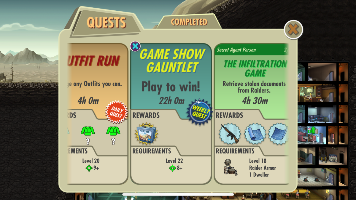 game show gauntlet fallout shelter