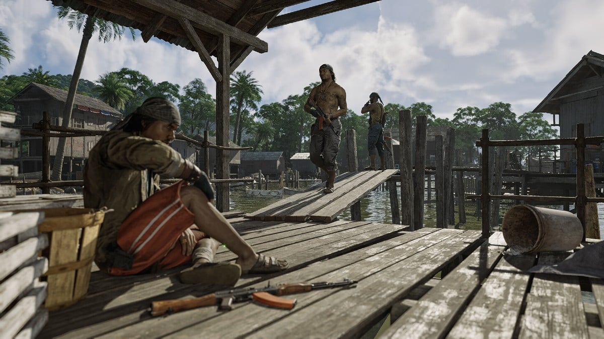 Players sat down on a pier in Gray Zone Warfare.