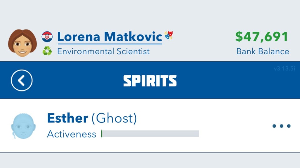 A ghost's profile in BitLife.