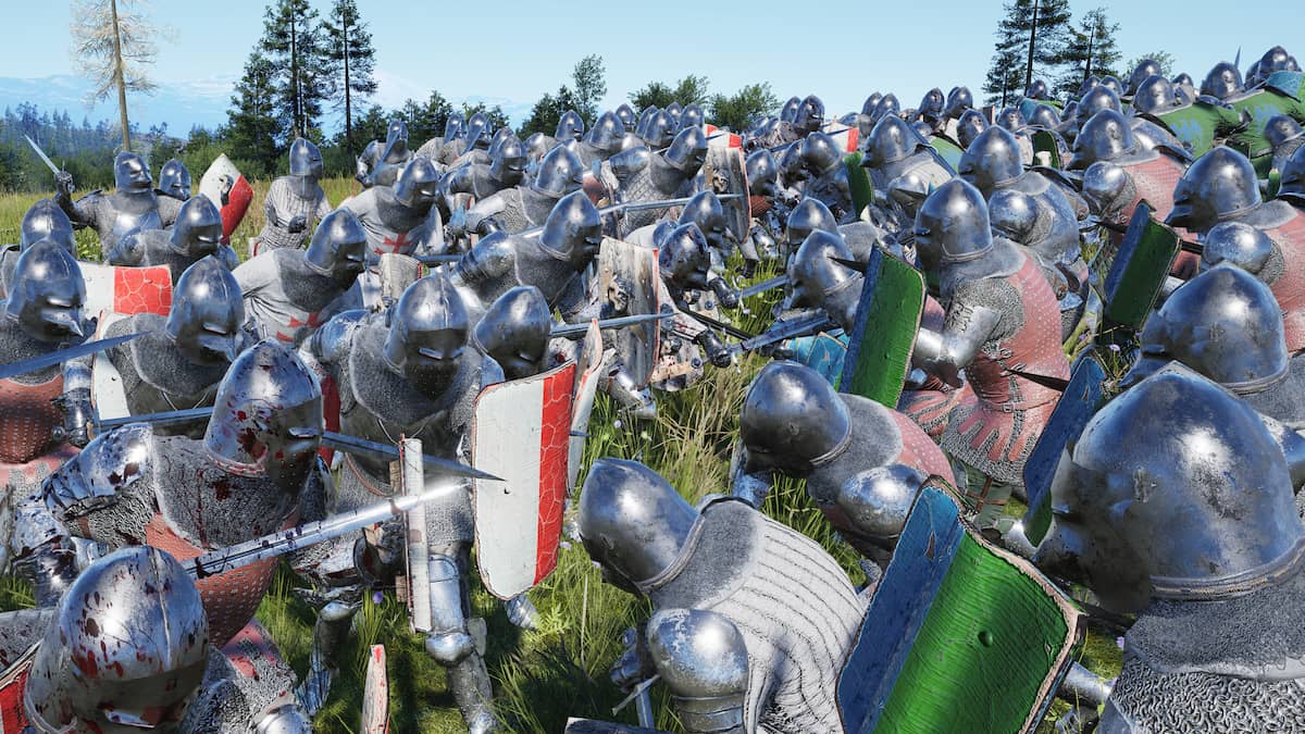Two armies clashing in Manor Lords